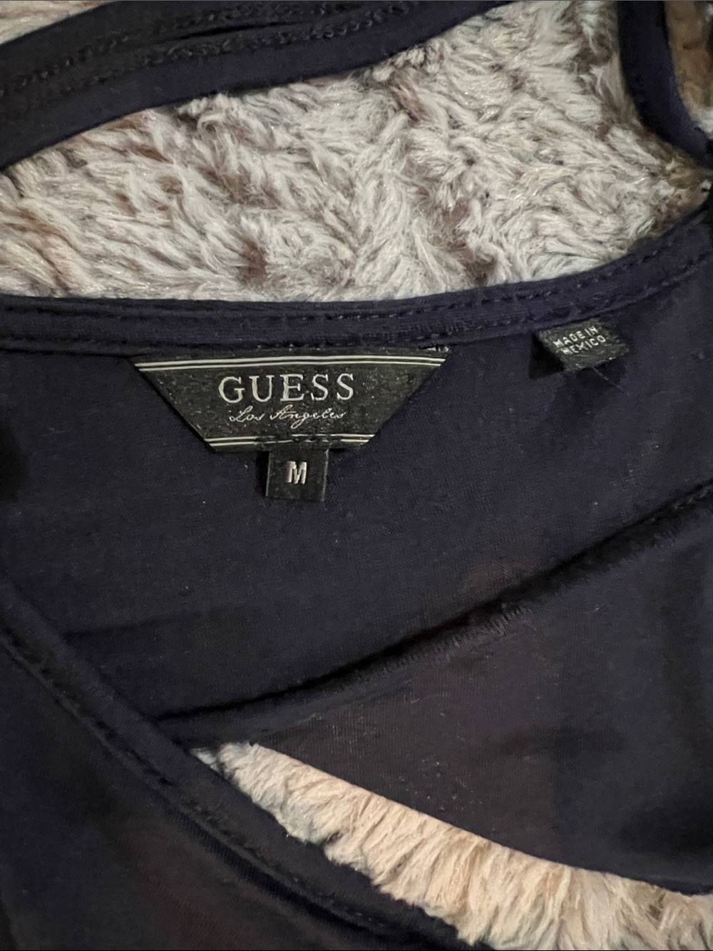 GUESS Navy Ruffle V-Neck Mini Dress - Picture 2 of 5